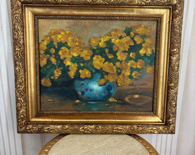 Antique Oil Painting – Floral Still Life –  A. Karpiński Art – Old Hand Painted Artwork - Wall Art