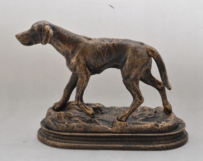 Vintage Cast Iron Statue: Hunting Dog Sculpture, Home Decor