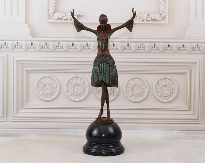 Bronze Statue Art Deco Style - Revue Dancer Bohemian Actress Figurine Bronze - Sculpture Exclusive Gift Idea - Home Decor - Gift Idea