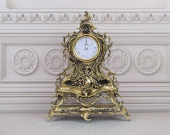 Luxury Brass Table Clock - Table Clock - Fireplace Clock - Baroque Style Clock - Exclusive Gift Idea - Home and Office Decor - Gift Idea