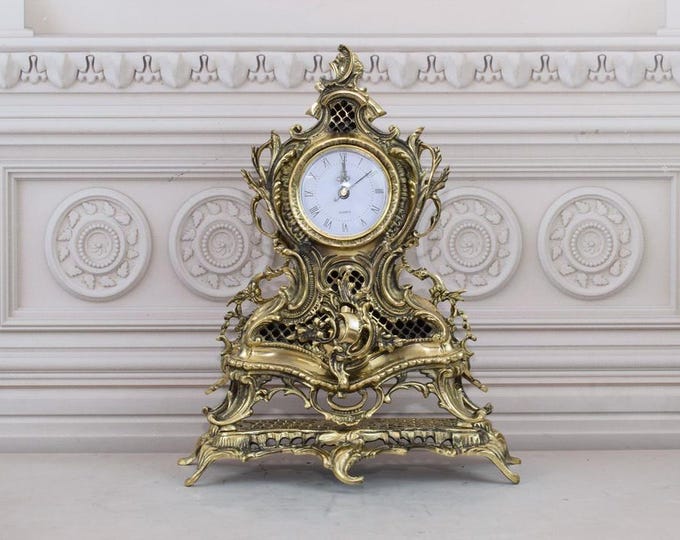 Luxury Brass Table Clock - Table Clock - Fireplace Clock - Baroque Style Clock - Exclusive Gift Idea - Home and Office Decor - Gift Idea