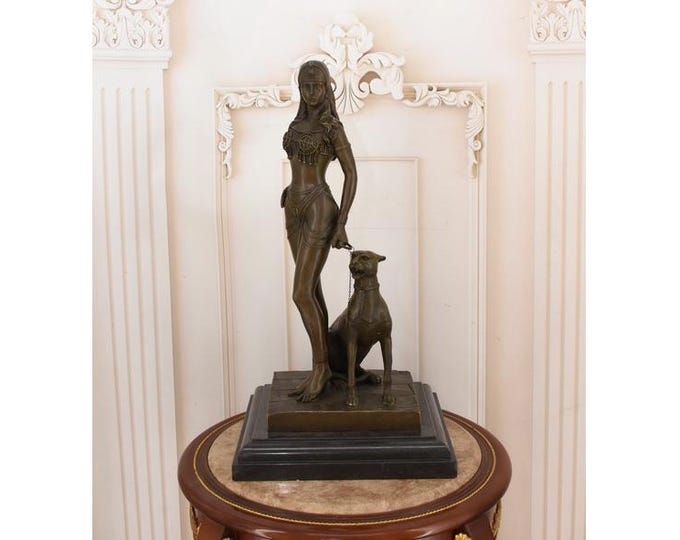 Signed Cesaro Panther Bronze Sculpture – Vintage French Art Deco Figurine on Marble