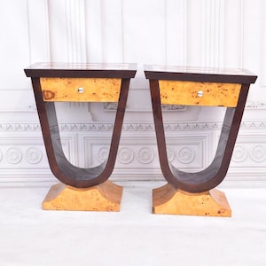 Art Deco Bedside Tables - Art Deco Table - Bent Wood Night Stand - Chest of Drawers - Wooden Table - Home Decor - Vintage Gift Decor