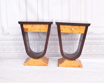 Art Deco Bedside Tables - Art Deco Table - Bent Wood Night Stand - Chest of Drawers - Wooden Table - Home Decor - Vintage Gift Decor