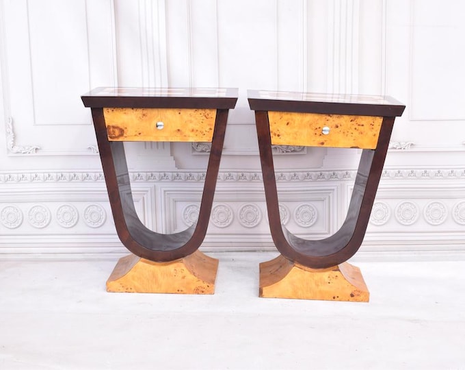 Art Deco Bedside Tables - Art Deco Table - Bent Wood Night Stand - Chest of Drawers - Wooden Table - Home Decor - Vintage Gift Decor