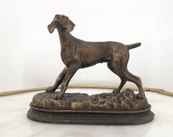 Vintage Style Cast Iron Greyhound Sculpture: Hunting Dog Figurine