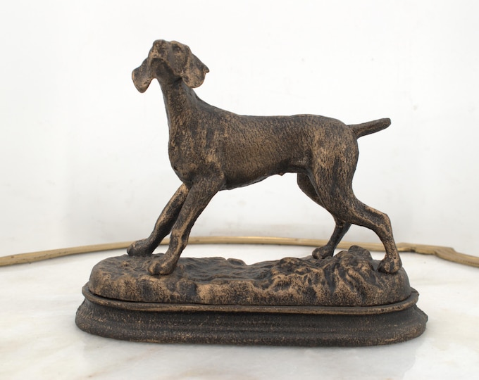 Cast Iron Greyhound Sculpture – Vintage Style Hunting Dog Figurine – Hunter Dog Figure – Gift for Dog Lovers & Collectors