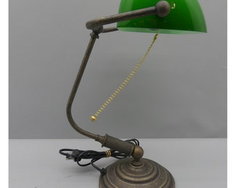 Lampe de bureau vintage Lawyer Ideal Lux metal laiton doré/vert, lampe  bibliothèque