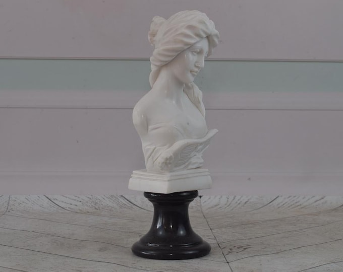 Unique Marble Bust of Woman - Camellia Lady Marble Pedestal - Mythological Sculpture - Marble Art Deco - Exclusive Gift Idea