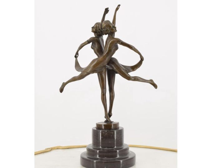 2 Sisters Dancers Bronze Sculpture – Elegant Dancer Statue – Timeless Art Deco Piece – Exclusive Gift Idea for Collectors and Home Decor