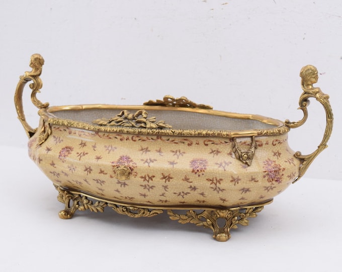 Porcelain Bowl, Bronze Ornaments Nymphs, Plateau Porcelain Vintage, Table Decor, Home Decor, Kitchen Decor, Gift for Wedding.