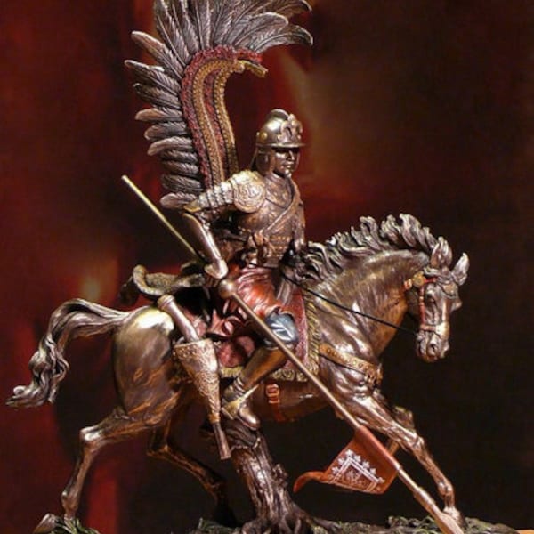 Statue de hussard polonais sur cheval - Figurine des patriotes - Sculpture solide - Figure d’œuvre d’art - Cadeau unique pour les patriotes - Statue polonaise