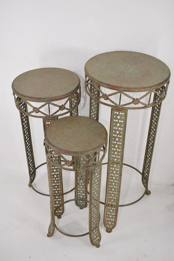 Blumentisch Aus Eisen 25cm Grün - Kleiner Pflanztisch Für Garten