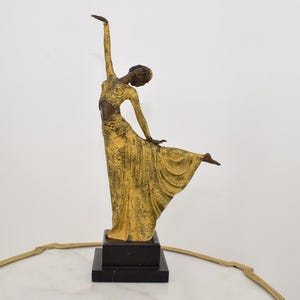 Gilded Bronze Statue - Sherezade Dancer - Art Deco Style acc. Demetre Chiparus Style - Exclusive Bronze on Marble Base - Home Decor