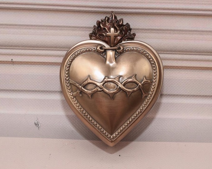The Heart of Jesus Box - Casket Heart - Casket with a Cross - Holy Casket - Elegant Box - Home and Church Decor - Gift Idea