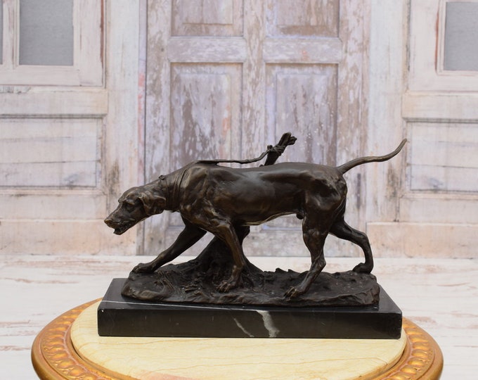 Large Statue Greyhound Pointer Bronze Figure - Dog Sculpture Bronze - Elegant Gift Idea - Hunter Statue - Home Decor - Unique Gift