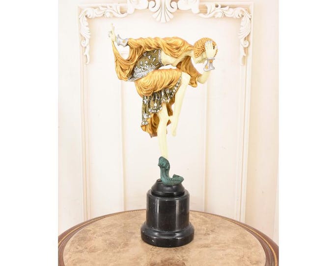 Chiparus Style Bronze Dancer Statue - Gilded Art Deco Sculpture
