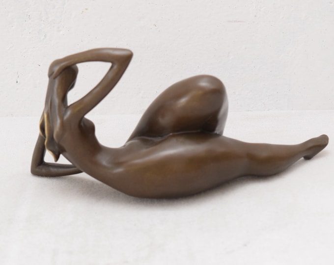 Abstract Woman Modernist Bronze Sculpture  Figurine Statue Art Nouevau Style Gift Idea Mature Concept -