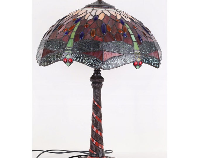 Tiffany Style Lamp - Desk Lamp - Lamp with Design Dragonflies - Night Stand Lamp - Office Lamp - Home Decor - Housewarming Gift