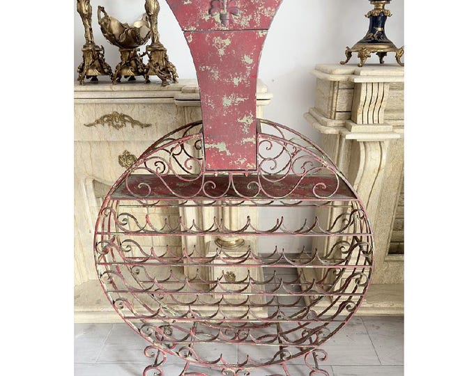 Antique French Wine & Champagne Rack - Decorative Metal Bottle Stand