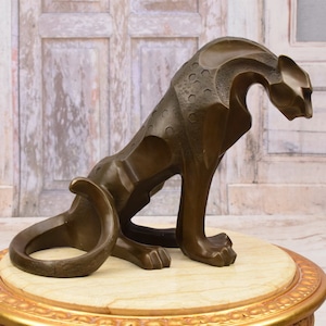 Bronze Limitado! Escultura grande de bronze puma - Estatueta de pantera modernista - Decoração de casa e escritório - Ideia de presente perfeita