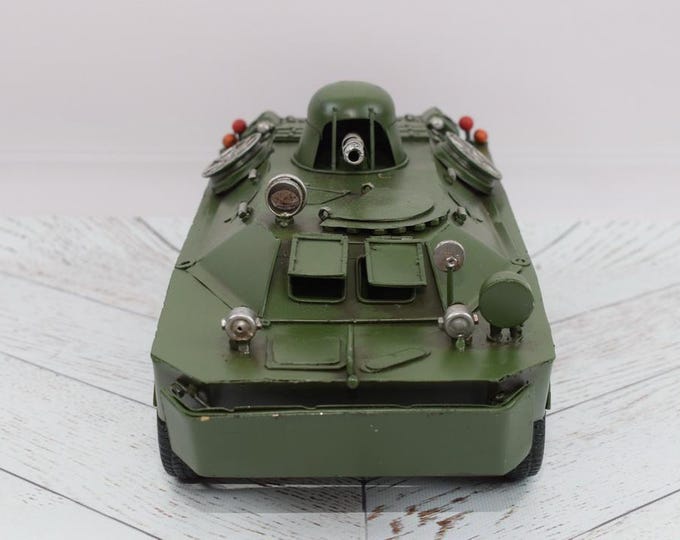 Military Vintage Armored Car - Old School Green Car - Toy Auto - Vintage US Army Car - Collector Item - Home Decor