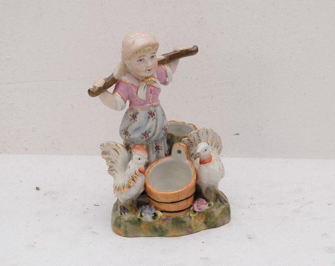 Elegant Porcelain Country Housewife Figurine Figure Gift Idea  Art Deco Style