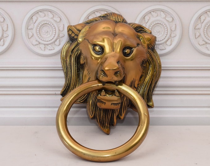 Exclusive Polished Aluminum Door Knocker - Head Lion - Vintage Style - Home and Garden Decoration - Housewarming Gift