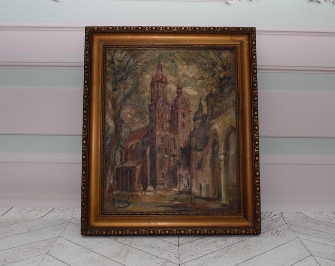 Old Town Market City Cracow - Polish Painting Oil on Canvas - Julian Falat Polish Art - Wall Decor - Wall Art - Home Decor - Gift Idea