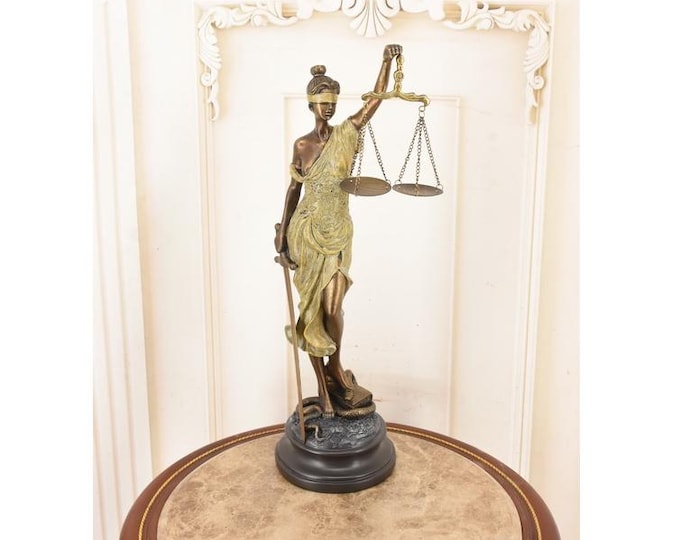 Large Lady Justice Sculpture – Resin Justitia Figurine – Gift for Lawyer and Judge