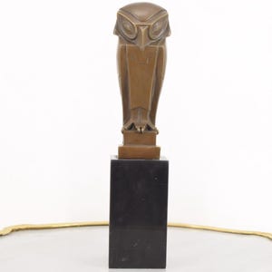 Owl Art Deco Statue - Bronze Wisdom Symbol Figurine Marble - Elegant Owl Animal Gift Idea - Wonderful - Home Decor