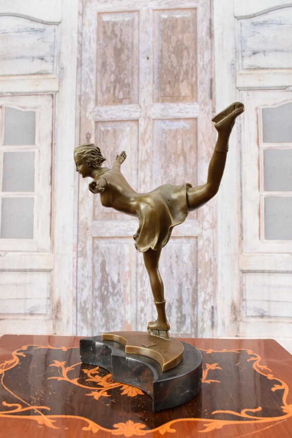 SCULPTURE BRONZE ANCIEN ange marbre mascotte XVIII trophée statue