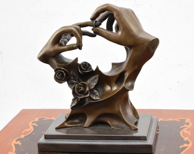 Bronze sculpture joined hands - Wedding engagement - wedding anniversary bronze figurine -