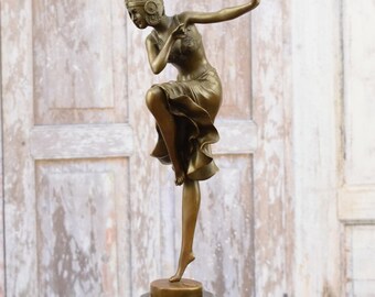 Hindu Dancer by D.h.chiparus Art Deco Bronze on Marble Base