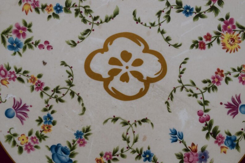 Vintage Painting on Porcelain Gold Frame Flowers Painting Wall Decor