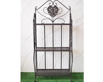 Vintage Brown Iron Wall Shelf: Rustic Flower Pot Stand