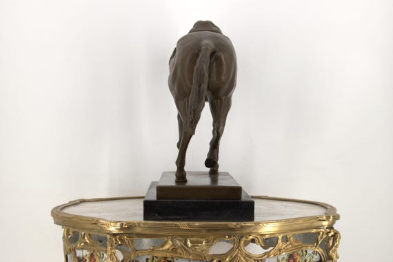 鞍をつけた馬のブロンズ彫刻：大理石のPJメネ様式の馬の像 - Etsy 日本