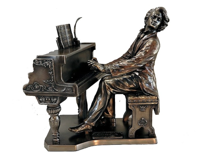 Fryderyk Chopin playing piano - Pianist statue - Chopin figurine - gift for pianist