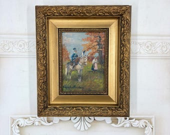 Antique Painting on Wood – 100-Year-Old Oil on Wood – Unique Eastern European Vintage Art