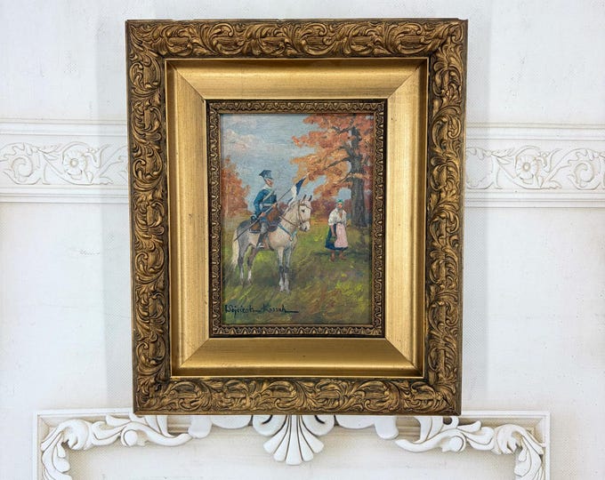 Antique Painting on Wood – 100-Year-Old Oil on Wood – Unique Eastern European Vintage Art