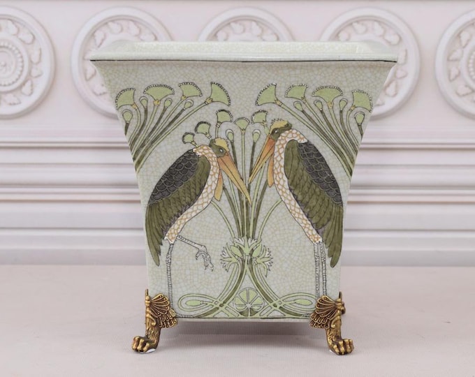 Art Nouveau Porcelain Vase - Marabou Bird Design, Vintage Decor