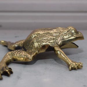 Amazing Funny Frog - Brass Luckily Frog Sculpture - Home and Garden Figure - Gold Frog - Art Work Frog - Vintage Statue - Gift Idea