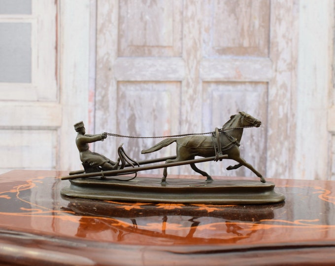 Cossack on Horse Bronze Sculpture - Hunting Figurine -  Hunting Trip Statue - Very Realistic Gift Idea - Home Decor - Vintage Art