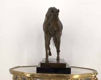 鞍をつけた馬のブロンズ彫刻：大理石のPJメネ様式の馬の像 - Etsy 日本