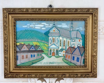 Antique Art - Nikifor Krynicki Painting: Old Krynica Zdroj, Polish Urban Art