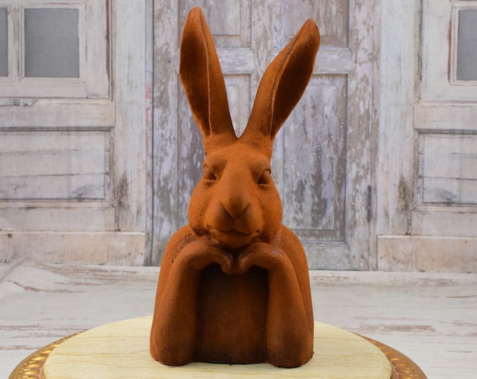 Cast Iron Funny Thinking Rabbit  - Rustic Cast Iron Rabbit - Amazing Garden Statue - Figurine Hare - Gift Idea for Home and Garden