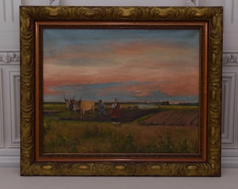 Nocturne Oil Painting on Canvas: Polish Art, Framed Wall Decor