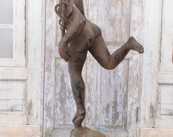 Large Hermes Cast Iron Statue – Mercury Business Patron, Home & Garden Decor