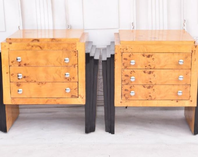 Art Deco Bedside 2 Tables - Art Deco Table - Bent Wood Night Stand - Chest of Drawers - Wooden Table - Home Decor - Bedroom Decor Gift Idea