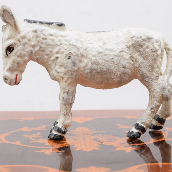 Incroyable âne mignon blanc en fonte - Statue d'âne drôle - Figurine vintage animale - Décoration d'intérieur